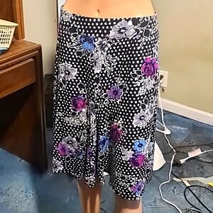 Torrid Black PokaDot Floral Skirt